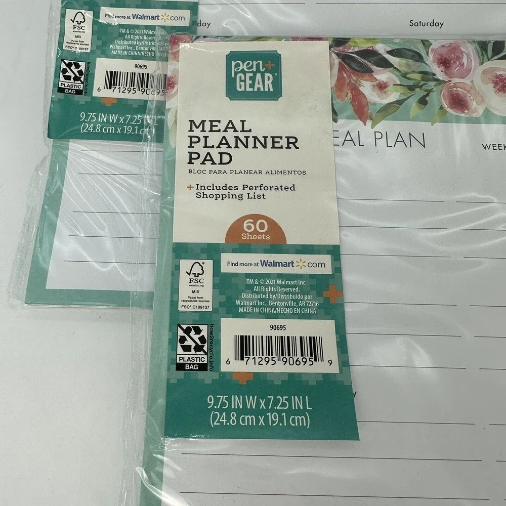 Pen+Gear Weekly Meal Planner Pad Shopping List Meal Plan 60 Sheets